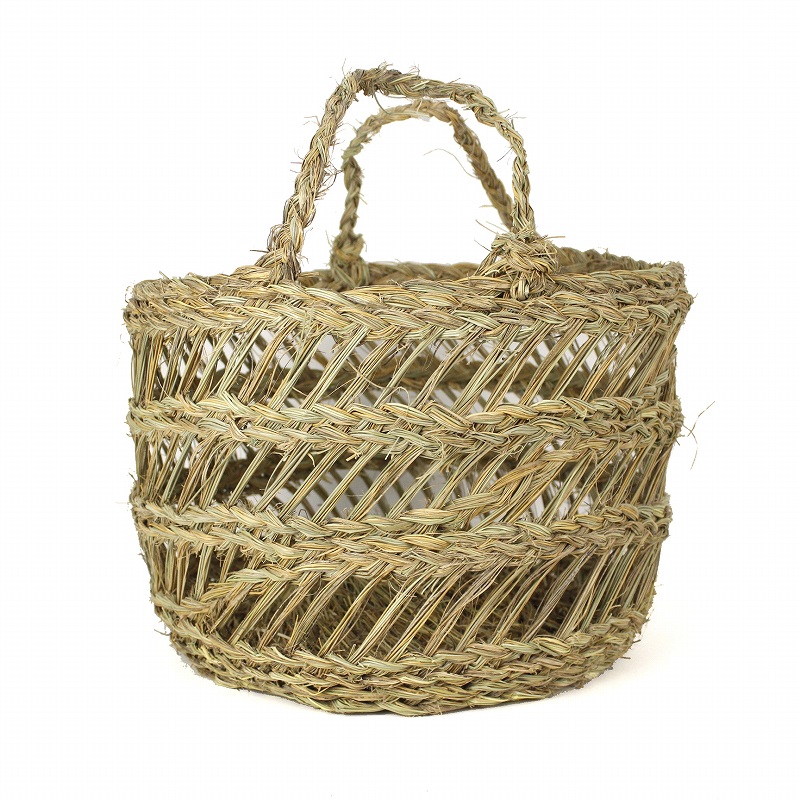 チュニジア HALFAハルファ 丸底筒カゴ ナチュラル