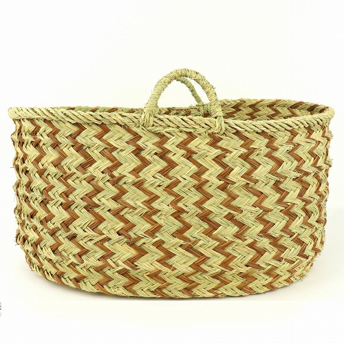 チュニジア HALFAハルファ 楕円底筒カゴ ナチュラル茶