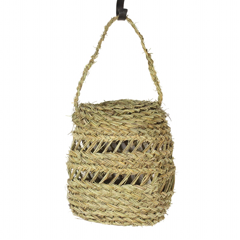 チュニジア HALFAハルファ ハンギングかご ぽってり　蓋付き