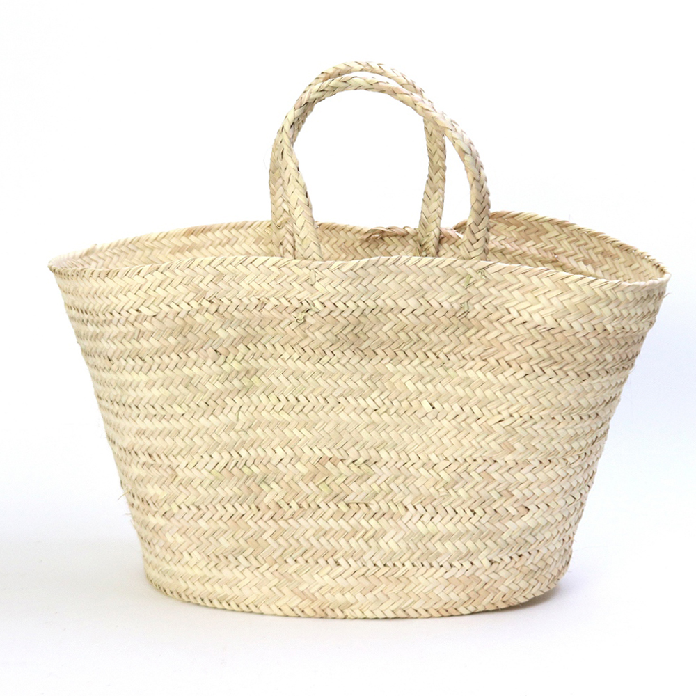 チュニジアドームかご パーム取っ手 小 楕円底