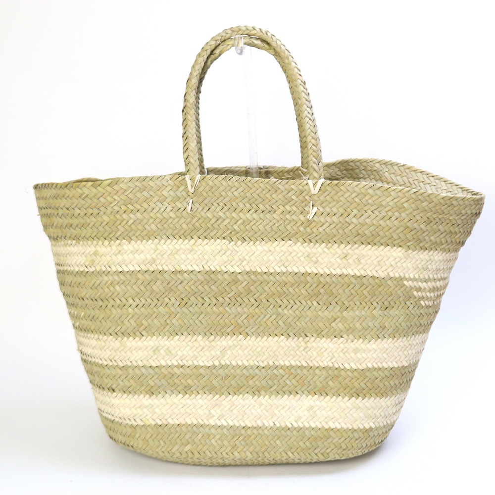 チュニジアドームかご ボーダー 大 楕円底