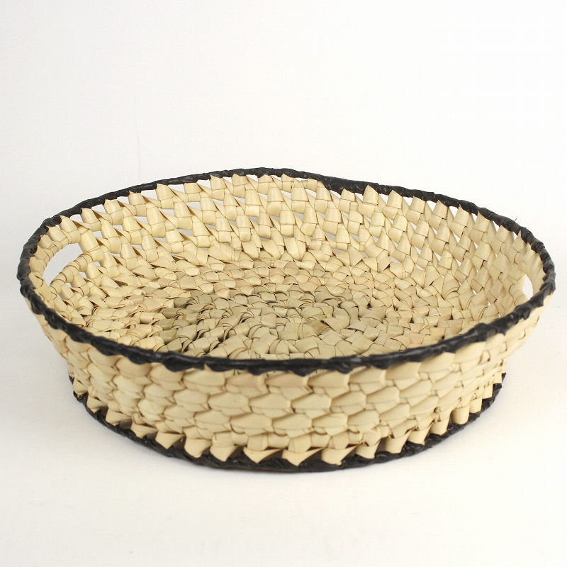 ザンビア椰子の葉インテリアかご 黒縁