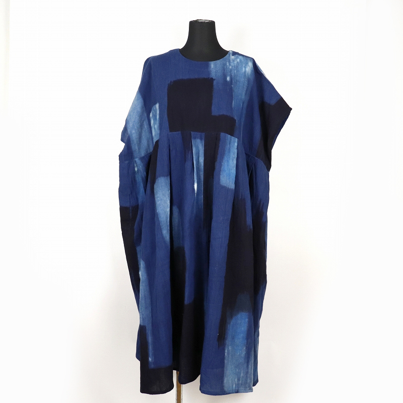 【受注】藍染ビッグシルエットトップス おおらか筆模様
