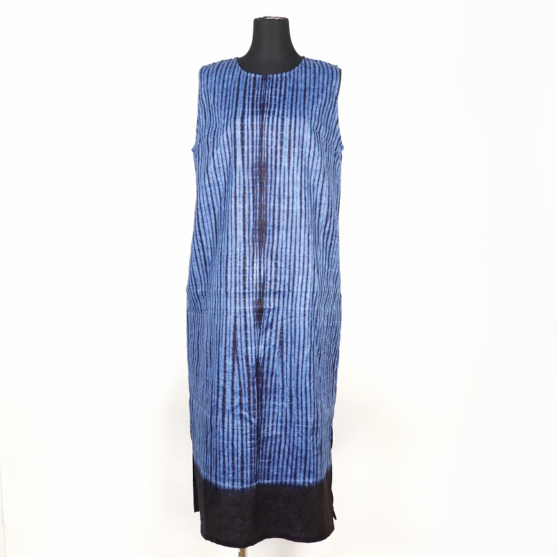 ギニア藍染ワンピース 細線 02