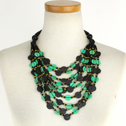 パサヤナ大ネックレス 緑黒 一点もの