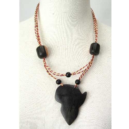 黒檀アフリカ大陸ペンダントヘッドネックレス