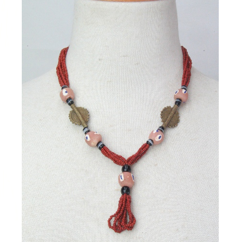 ピンクグラス赤房ビーズN #05\3800→\3000