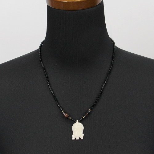 ラクダ骨マサイ黒ビーズネックレス 仮面