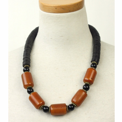 アンティーク骨ビーズネックレス 一点物