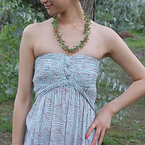 タマカリ YASSAサンゴ状マリ色ネックレス長