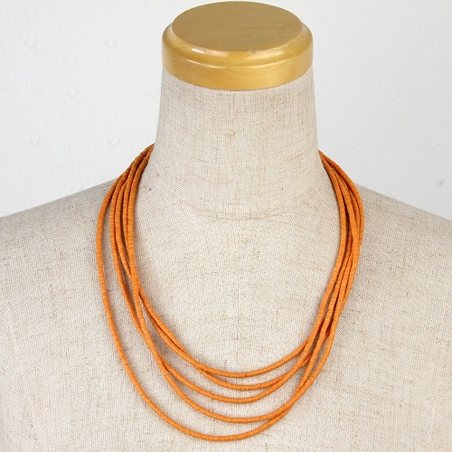 プラココ5連ネックレス オレンジ 一点物