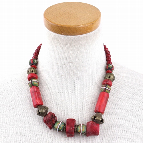 赤サンゴ赤ビーズネックレス 一点もの