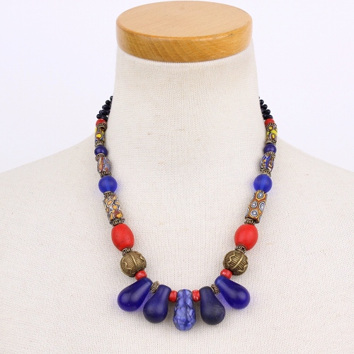 電球玉ベネティアビーズネックレス 一点もの