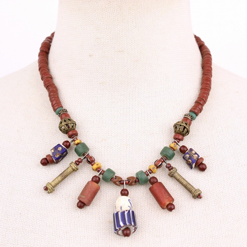 古ビーズいろいろヘッドネックレス 一点もの