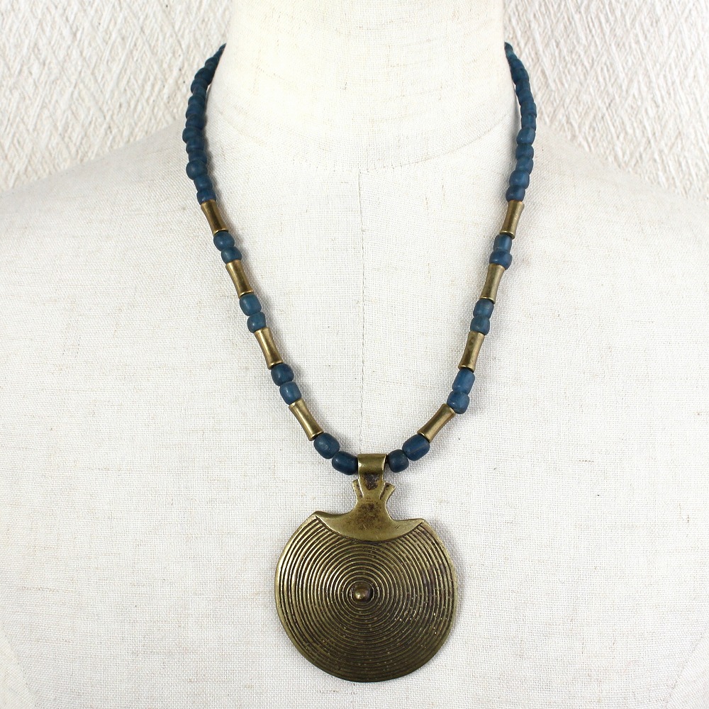 真鍮ヘッド石ネックレス  01 一点物