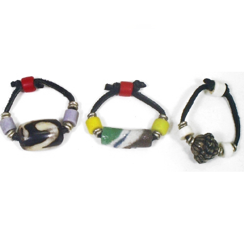 【SALE】革紐ビーズアソートリング @400→320円