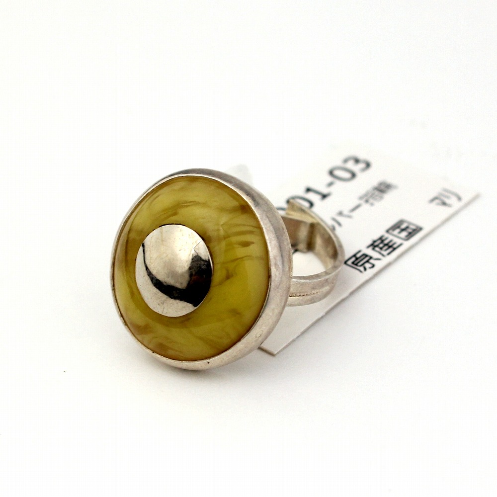 アンバーシルバー指輪 03一点物