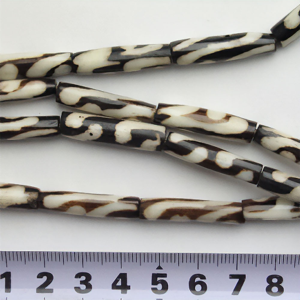 牛骨チューブビーズ(バティック)  渦 バラ