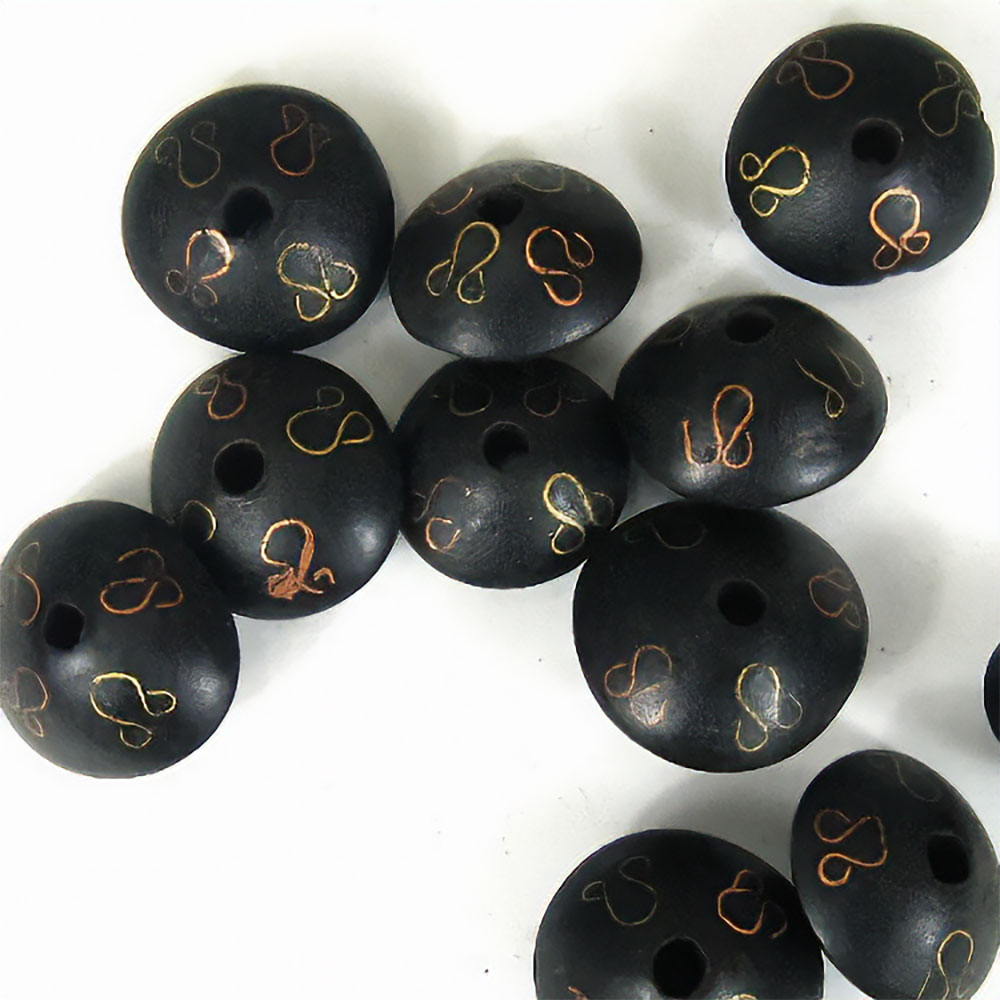 黒檀象嵌ビーズS そろばん型 バラ