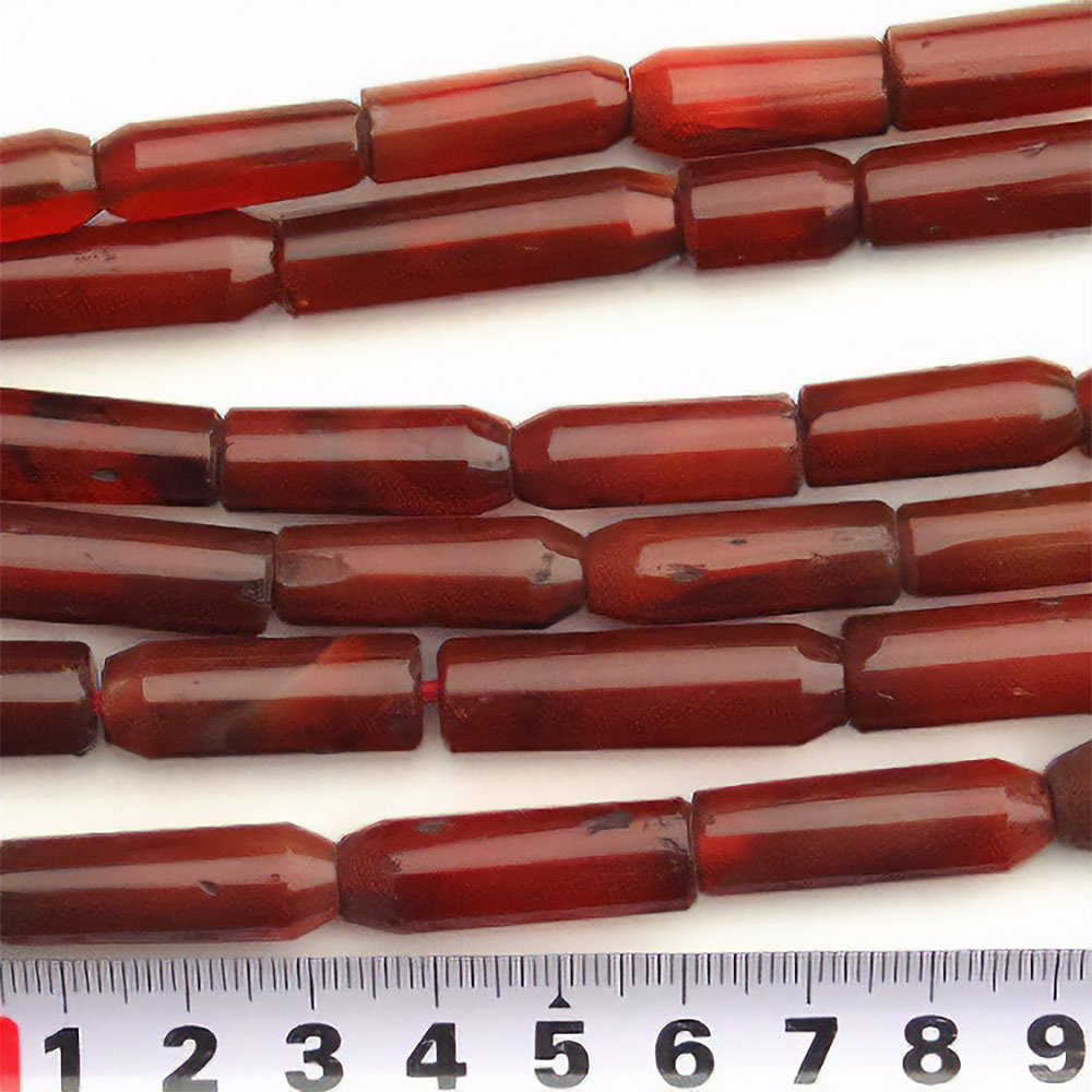 カーネリアン筒型めのうビーズ