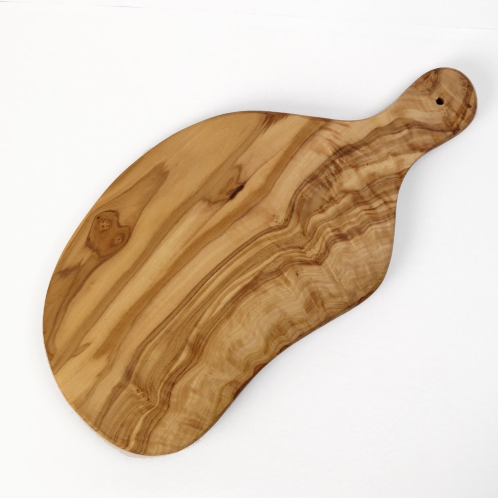 オリーブ木 カッティングボード カーブ 取っ手付き 30CM