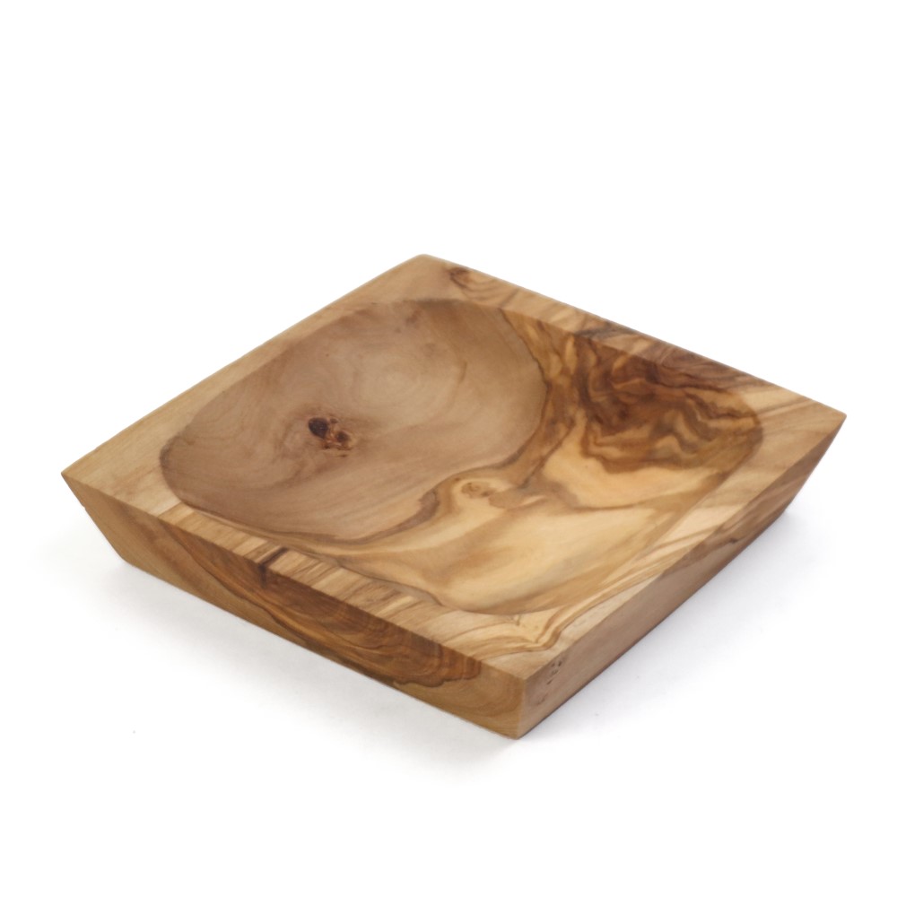 オリーブ木 正方形トレイ 12CM