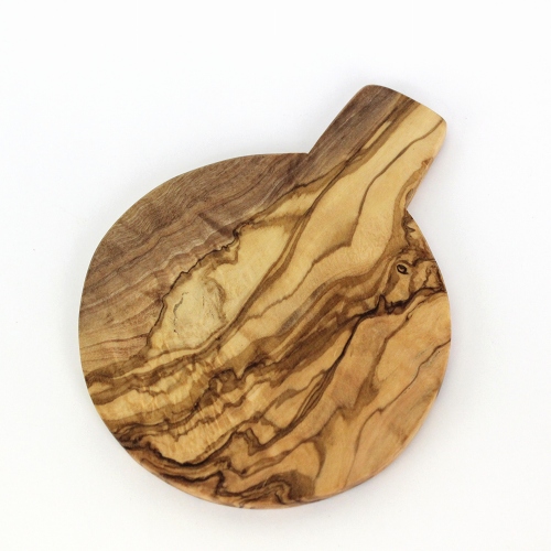 オリーブ木コースター10MM 円取っ手付