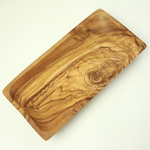 オリーブ木 四角トレイ 20x10CM