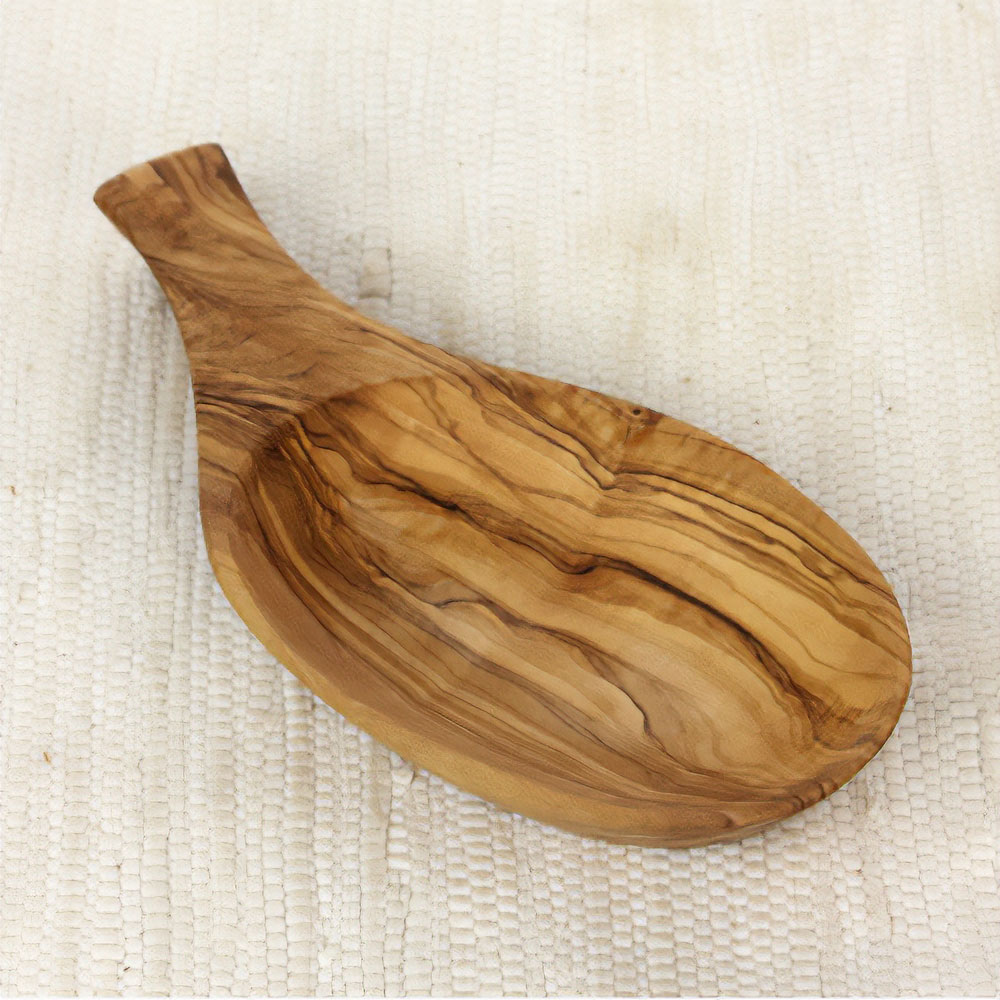 オリーブ木 バター皿 木の葉型 14CM