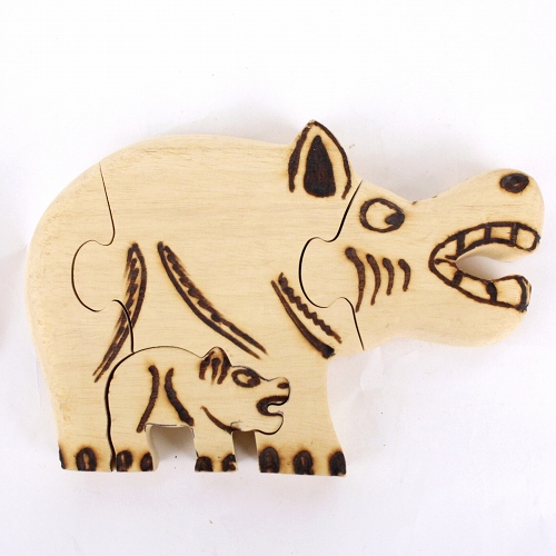 木製動物パズル カバ