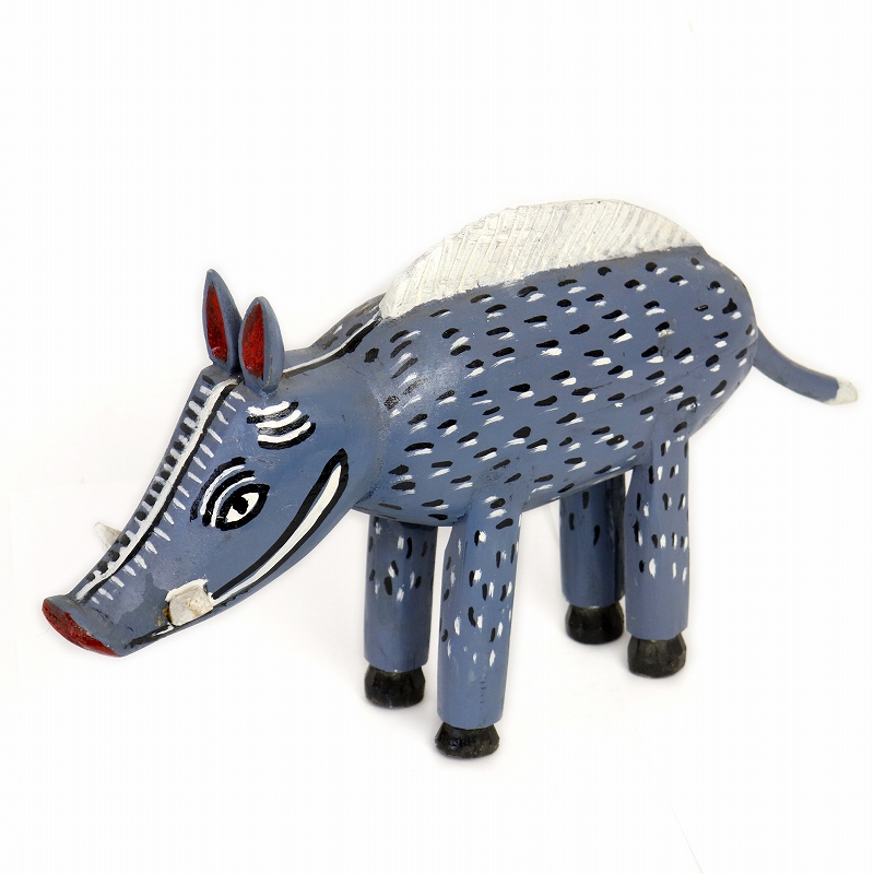 アフリカ木製動物デコレーション 02 イノシシ 一点物