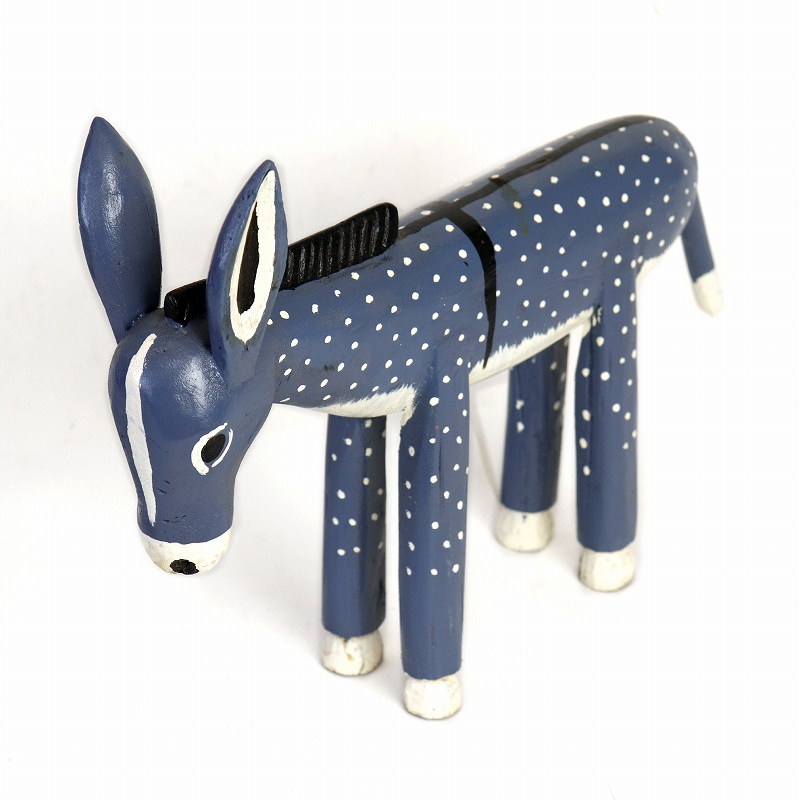 アフリカ木製動物デコレーション 04 ロバ 一点物