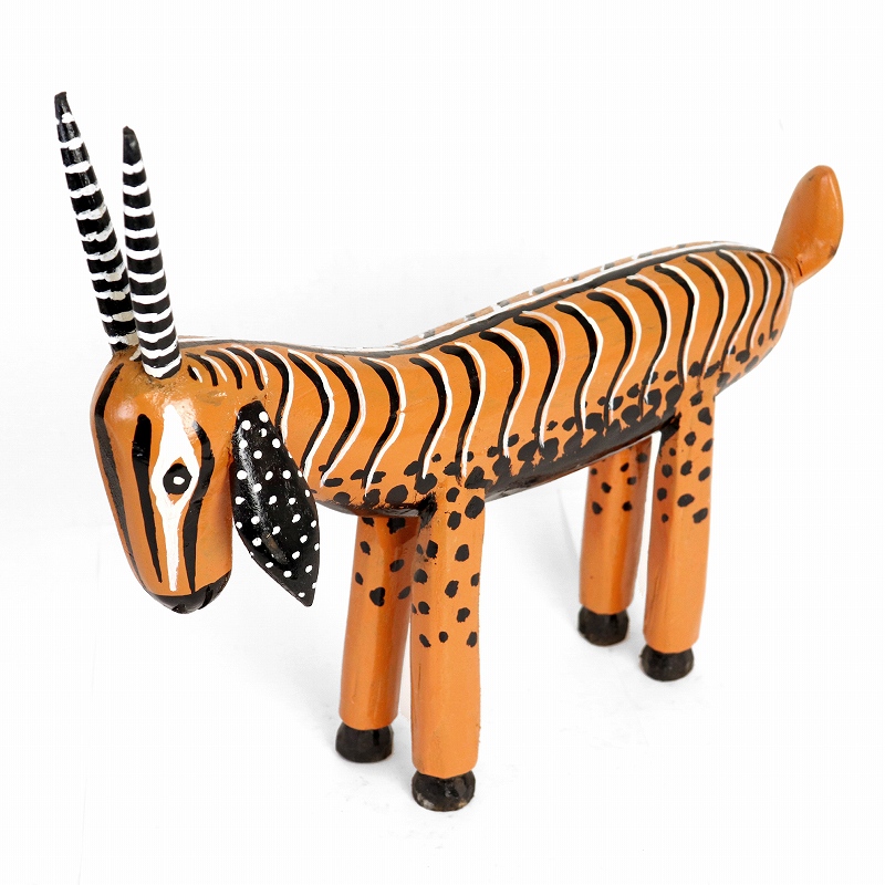 アフリカ木製動物デコレーション 08 ガゼル 一点物
