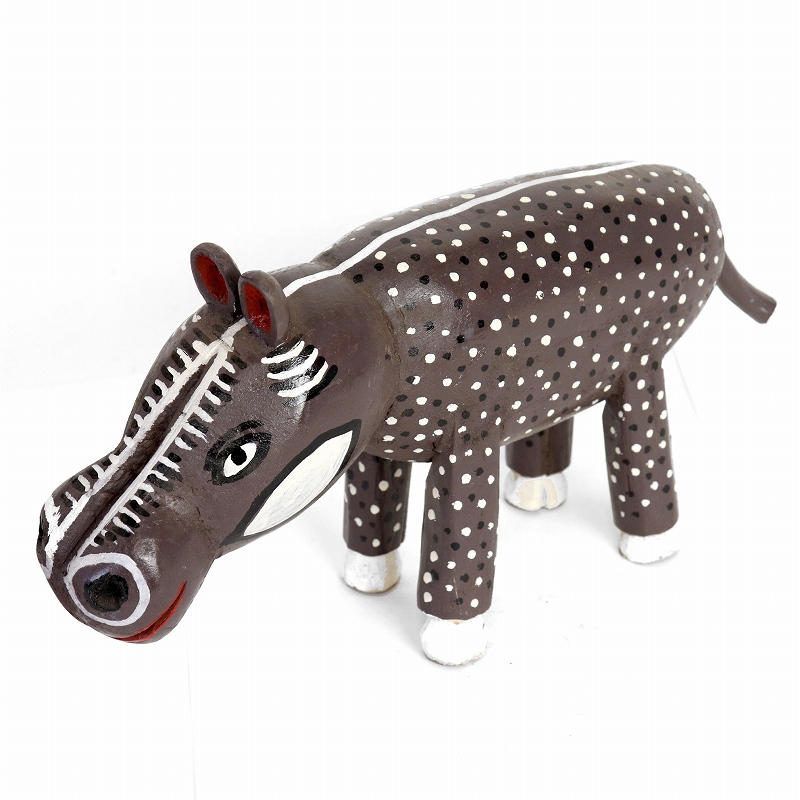 アフリカ木製動物デコレーション 09 カバ 一点物