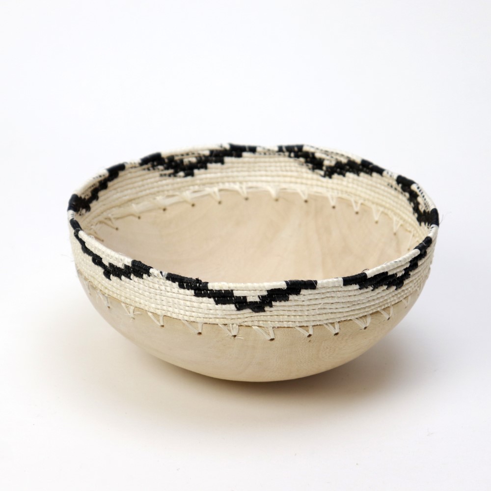 ルワンダサイザル木製ボウル 小 モノトーン_04 一点物