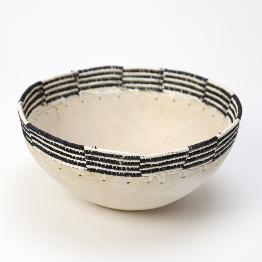 ルワンダサイザル木製ボウル 小 モノトーン_05 一点物