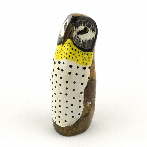 木製鳥 フクロウ スタンド 白