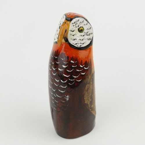 木製鳥 フクロウ スタンド 赤