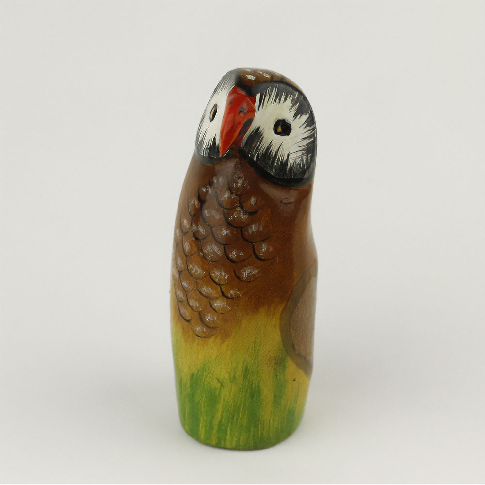 木製鳥 フクロウ スタンド 緑