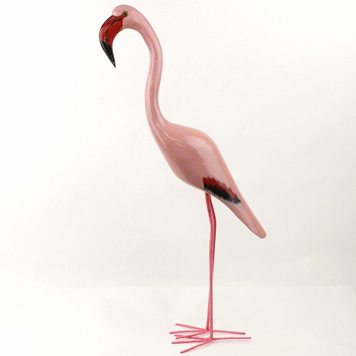【SALE】木製鳥 脚付きフラミンゴ 31インチ @12000→8000円