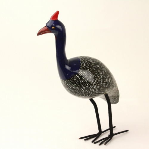 木製鳥 脚付きホロホロ鳥 17インチ