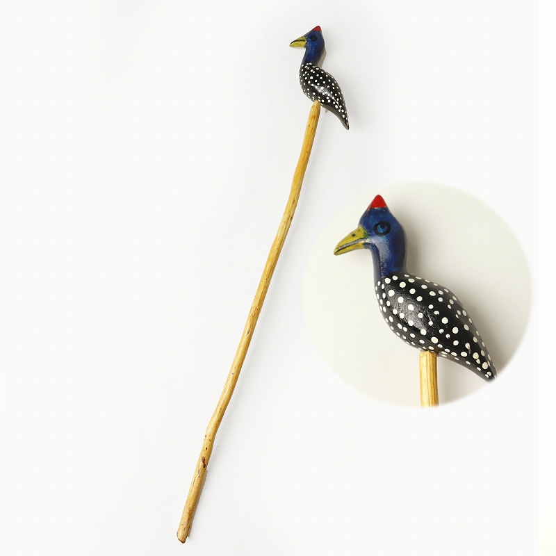 木製鳥ガーデンスティック ホロホロ鳥 40CM