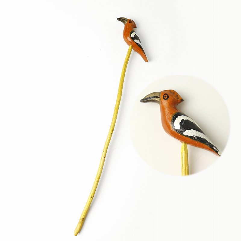 木製鳥ガーデンスティック ヤツガシラ 40CM