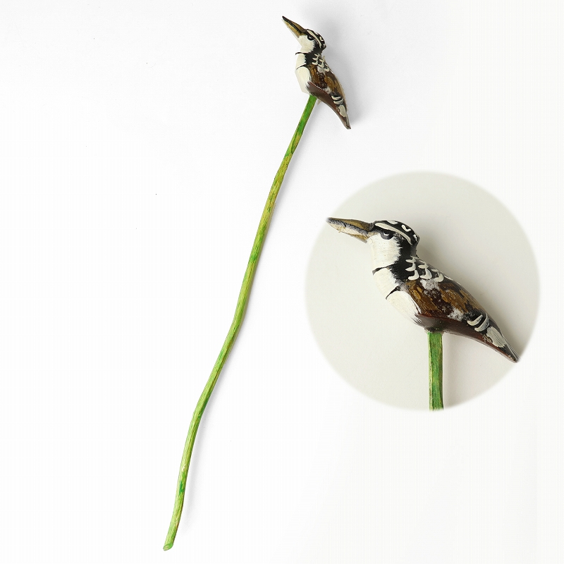 木製鳥ガーデンスティック カワセミ 40CM