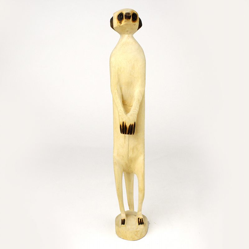 木彫動物 ミーアキャット 大 ベース付