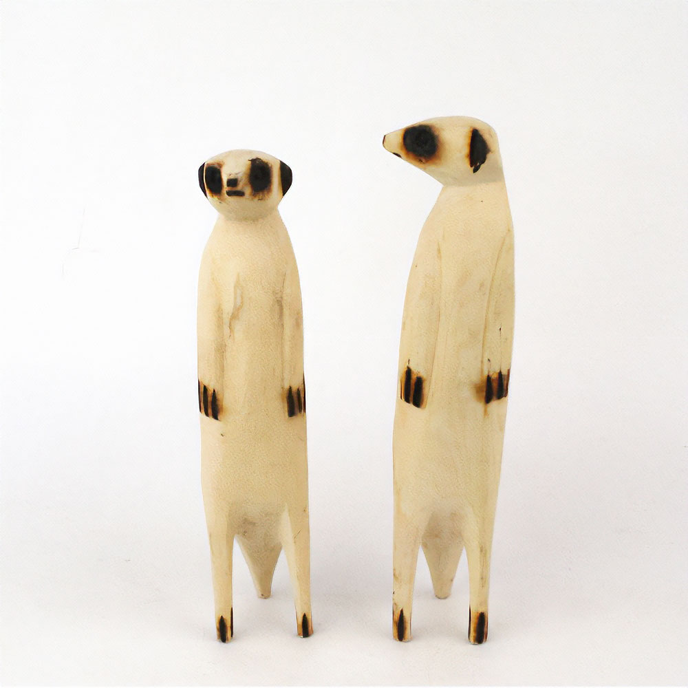 木彫動物 ミーアキャット 小