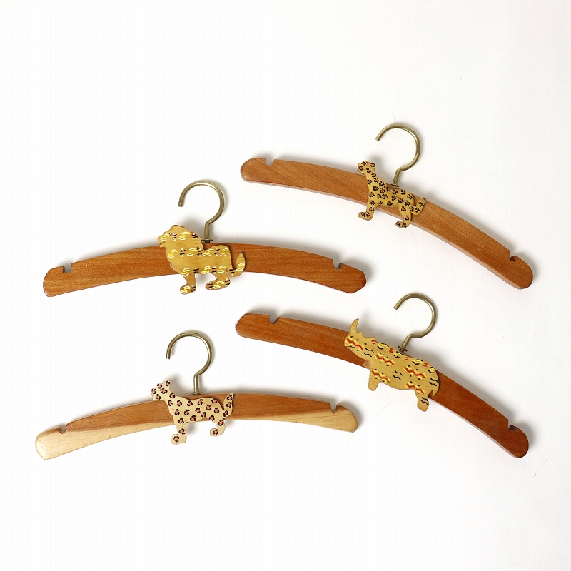 サバンナ動物モチーフ木製ハンガー 小