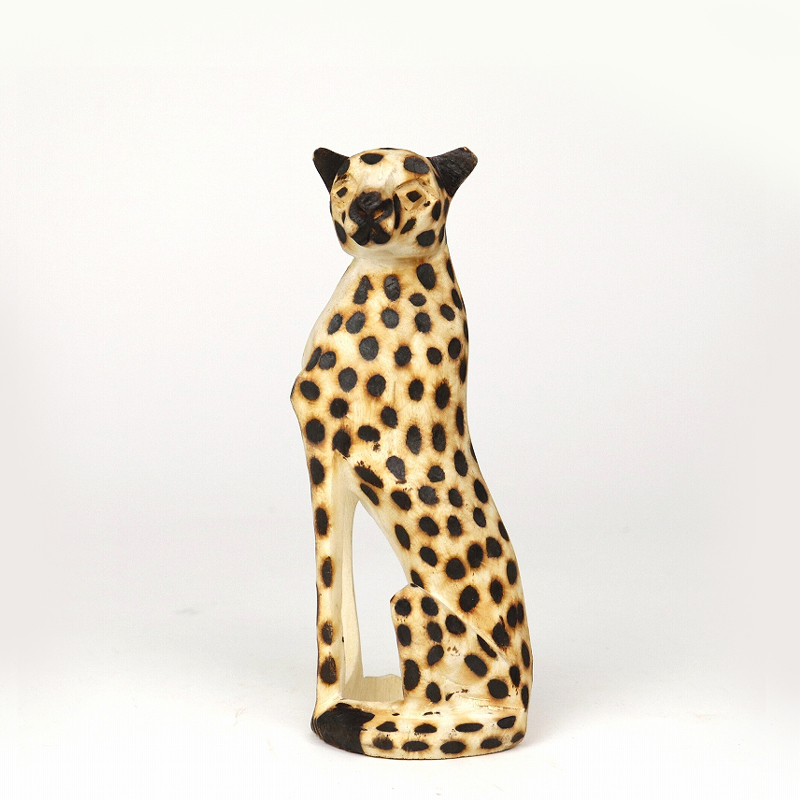 ジンバブエ木彫動物 チーター 小