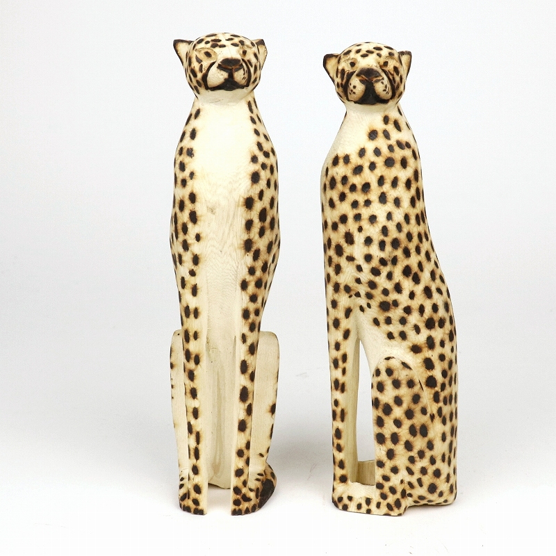 ジンバブエ木彫動物 チーター 大