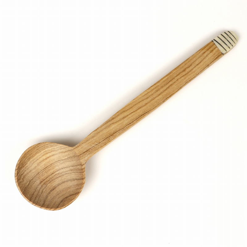 オリーブ牛骨スプーン キベラフンディ フラットハンドル ボーダー